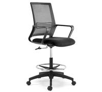 Waytex Chaise Haute de Bureau sur roulettes, Réglable en Hauteur 62-82 cm avec Repose-Pieds et Soutien Lombaire, pour Bureau Haut, Table à Dessin, Table Haute de Travail