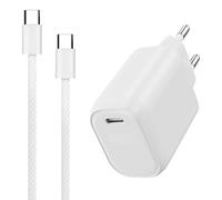 WAYTEX Chargeur Rapide 20W avec Câble USB-C Nylon 1,00m - Recharge Rapide Sécurisée avec Puce IC, Chargeur Complet Prise + câble pour téléphone USB-C, iPhone16-15, iPad, Samsung, Android