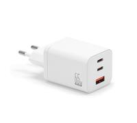WAYTEX Chargeur USB C 65W GaN 3 Ports Compact, 2 x USBC + 1 x USB A, Charge Ultra Rapide 65W PD Sécurisée, Chargeur Compatible MacBook, Surface, Laptop, iPhone, iPad, Galaxy, Android