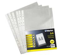 Waytex Chemise Pochette Perforée A4, Transparent Grainé, 40 Mic Sachet De 50