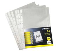 Waytex Chemise Pochette Perforée A4, Transparent Grainé, 90 Mic Sachet De 100