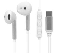 Waytex Écouteurs Filaire USB-C Intra-Auriculaires Universels - Compatible Toutes Marques Mobiles, Tablettes et PC - Réduction de Bruit, Commandes Volume & Micro, Main Libre - Câble 1,2 m - Blancs