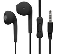 Waytex Écouteurs filaires Intra-Auriculaires avec Micro et Prise Jack 3.5 mm - Kit Mains Libres Compatible Toutes Marques, Smartphone, PC, Tablette, Lecteur MP3 - Noir