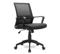 Waytex Fauteuil de Bureau Basculant centré Hauteur réglable - Dossier Respirant avec Soutien lombaires et Accoudoirs Fixes - Noir