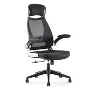 Waytex Fauteuil de Bureau Dossier Haut avec Appui-tête intégré et Accoudoirs relevables, Bicolore Gris métallisé et Noir