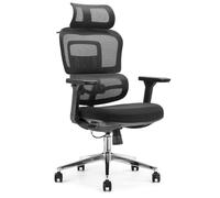 Waytex Fauteuil de Bureau Ergonomique avec Dossier à Hauteur réglable - Soutien Lombaire Dynamique - Appui-tête réglable -accoudoirs 4D - basculant synchrone - Tissu Respirant - BIFMA - Noir