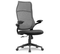 Waytex Fauteuil de Bureau Ergonomique en Tissu - Dossier Haut Respirant en résille, accoudoirs 2D relevables et pivotants, mécanisme basculant centré, Hauteur d’Assise réglable - Noir