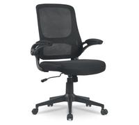 Waytex Fauteuil de Bureau Ergonomique Tissu et Maille - Accoudoirs Relevables - Réglable en Hauteur - Mécanisme Basculant - pour Professionnels et particuliers - Noir