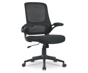 Waytex Fauteuil de Bureau Ergonomique Tissu et Maille - Accoudoirs Relevables - Réglable en Hauteur - Mécanisme Basculant - pour Professionnels et particuliers - Noir
