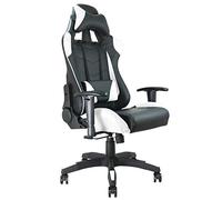 Fauteuil de Bureau Forme Siège baquet, avec accoudoirs, Coussin Lombaire et Coussin Appui-tête, Couleur Noir et Blanc