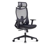 Waytex Fauteuil de Bureau Pro Inclinable Synchrone, Chaise Bureau à roulettes, Accoudoirs Réglables, Appui-Tête 3D, Support Lombaire Ergonomique Réglable, Noir