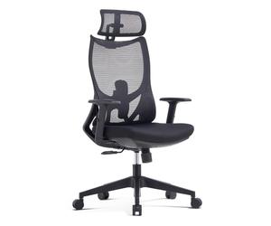 Waytex Fauteuil de Bureau Pro Inclinable Synchrone, Chaise Bureau à roulettes, Accoudoirs Réglables, Appui-Tête 3D, Support Lombaire Ergonomique Réglable, Noir