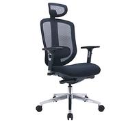 Waytex Fauteuil de Bureau Synchrone avec Adaptation Automatique de la Hauteur du Dossier, Accoudoirs, Appui-tête, Translation d’Assise et Soutien Lombaire et Pied Aluminium