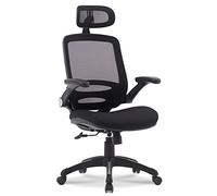 Waytex Fauteuil de Bureau Synchrone Ergonomique avec Accoudoirs relevables, Appui tête, mécanisme basculant synchrone Noir