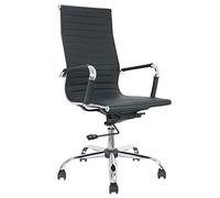 Waytex Fauteuil de Direction en Simili Cuir Accoudoirs et Pied chromé, Noir, Hauteur réglable