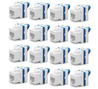 Waytex Lot de 16 Embases Keystone RJ45 Courte Cat6a UTP sans outil - Connecteur réseau 10 Gbps 500 MHz - Repérage T568A/B - AWG22 à 26