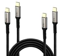 Waytex Lot de 2 Câbles USB C vers USB C 3.2 Charge Rapide 100W 5A 1m, Cordon Nylon Tressé Noir, Transfert Données 10Gbps, Compatible Smartphone, Tablette, Ordinateur Portable USB Type C