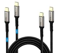 Waytex Lot de 2 Câbles USB C vers USB C 3.2 Charge Rapide 100W 5A 2m, Cordon Nylon Tressé Noir, Transfert Données 10Gbps, Compatible Smartphone, Tablette, Ordinateur Portable USB Type C