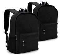 Waytex Lot de 2 Sacs à Dos Noir 25L Polyvalents - Poche Ordinateur 15,6 Pouces, Polyester Imperméable, École, Travail, Voyage, Loisirs