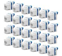 Waytex Lot de 24 Embases Keystone RJ45 Courte Cat6a UTP sans outil - Connecteur réseau 10 Gbps 500 MHz - Repérage T568A/B - AWG22 à 26