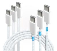 Waytex Lot de 3 Câbles USB C Charge Rapide 60W Nylon Tressé Blanc - 2 Câbles 1m + 1 Câble 2m - Cordon USB Type C 2.0 M/M Charge et Données 480 Mbps pour Smartphone, Tablette, Ordinateur Portable