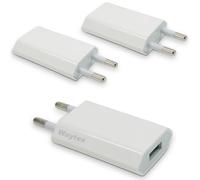 Waytex Lot de 3 Chargeurs USB A 5V - 1A, Prise Chargeur Secteur Universel USB pour iPhone, iPad, Smartphone Android, Smartwatch, Tablette, Écouteurs, Blanc