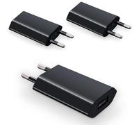 Waytex Lot de 3 Chargeurs USB A 5V - 1A, Prise Chargeur Secteur Universel USB pour iPhone, iPad, Smartphone Android, Smartwatch, Tablette, Écouteurs, Noir