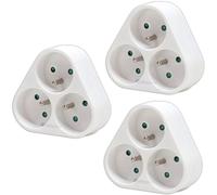 Waytex Lot de 3 Triplites Blocs Multiprises 3 Prises en Triangle, 3 X 16A 2P+T, Sécurité Enfant, CE NF, Blanc