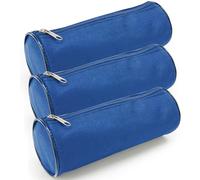 Waytex Lot de 3 Trousses Ronde Fourre-Tout Crayons Fournitures Scolaires Longueur 21cm Diamètre 7.5cm - Bleu uni