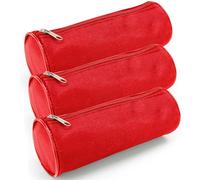 Waytex Lot de 3 Trousses Ronde Fourre-Tout Crayons Fournitures Scolaires Longueur 21cm Diamètre 7.5cm - Rouge uni