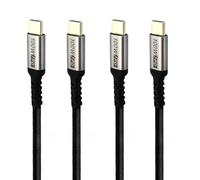 Waytex Lot de 4 Câbles USB C 3.2 Charge Rapide 100W 5A - 2 Câbles 1m + 2 Câbles 2m - Nylon Tressé Noir, USB Type C vers USB C Données 10Gbps pour Smartphone Tablette Ordinateur Portable