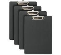 WAYTEX Lot de 4 Portes Bloc A4 avec Pince antiglisse Support en Polypro épaisseur 2mm - 225x315mm - Noir
