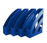 Waytex Lot de 4 Portes Revues A4 Organiseur Vertical de Bureau matière Plastique rigide - Bleu