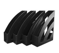 Waytex Lot de 4 Portes Revues A4 Organiseur Vertical de Bureau matière Plastique rigide - Noir