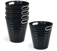 Waytex Lot de 5 Corbeilles à papier en plastique design moderne pour bureau, chambre, salle de bain -Poubelle de bureau Contenance 12,5L - Couleur Noir