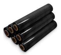 Waytex lOT de 6 Rouleaux de Film Noir 500mm x 250m, épaisseur 25 microns, Etirable 150 à 200%, pour, palettes, carton, emballage, Rouleau 3,2 Kg,