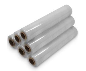 Waytex Lot de 6 Rouleaux de Film Transparent 500mm x 250m, épaisseur 25 microns, Etirable 150 à 200%, pour professionnels, palettes, carton, emballage Rouleau 3,2 Kg