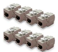 Waytex Lot de 8 Embases Keystone RJ45 Cat6a FTP sans outil - Connecteurs blindés métal zinc nickelé -10 Gbps 500MHz - Blindé FTP - Repérage T568 A/B AWG22 - 26 avec serre-câble