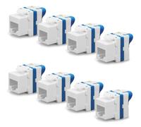 Waytex Lot de 8 Embases Keystone RJ45 Courte Cat6a UTP sans outil - Connecteur réseau 10 Gbps 500 MHz - Repérage T568A/B - AWG22 à 26