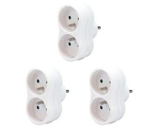 Waytex Multiprise Monobloc 2 Femelles Schuko 16A 52126, Paquet de 3