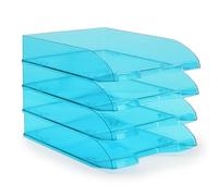 Waytex Pack de 4 Corbeilles à Courrier A4 Plastique Beu Transparent