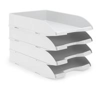 Waytex Pack de 4 Corbeilles à Courrier A4 Plastique Opaque Blanc Blanc opaque