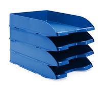 Waytex Pack de 4 Corbeilles à Courrier A4 Plastique Opaque Bleu