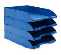 Waytex Pack de 4 Corbeilles à Courrier A4 Plastique Opaque Bleu