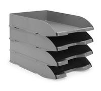 Waytex Pack de 4 Corbeilles à Courrier A4 Plastique Opaque Gris