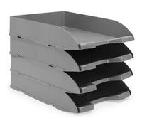 Waytex Pack de 4 Corbeilles à Courrier A4 Plastique Opaque Gris Gris opaque G