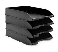 Waytex Pack de 4 Corbeilles à Courrier A4 Plastique Opaque Noir