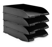 Waytex Pack de 4 Corbeilles à Courrier A4 Plastique Opaque Noir Noir opaque G