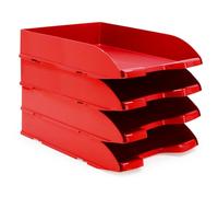 Waytex Pack de 4 Corbeilles à Courrier A4 Plastique Opaque Rouge