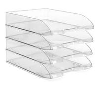 Waytex Pack de 4 Corbeilles à Courrier A4 Plastique Transparent